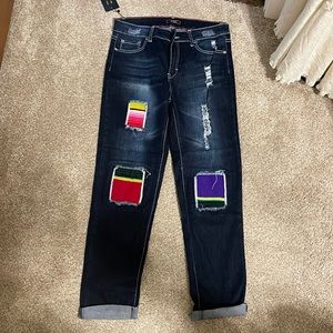 L&B pants Size 12 with Mexican blanket patches